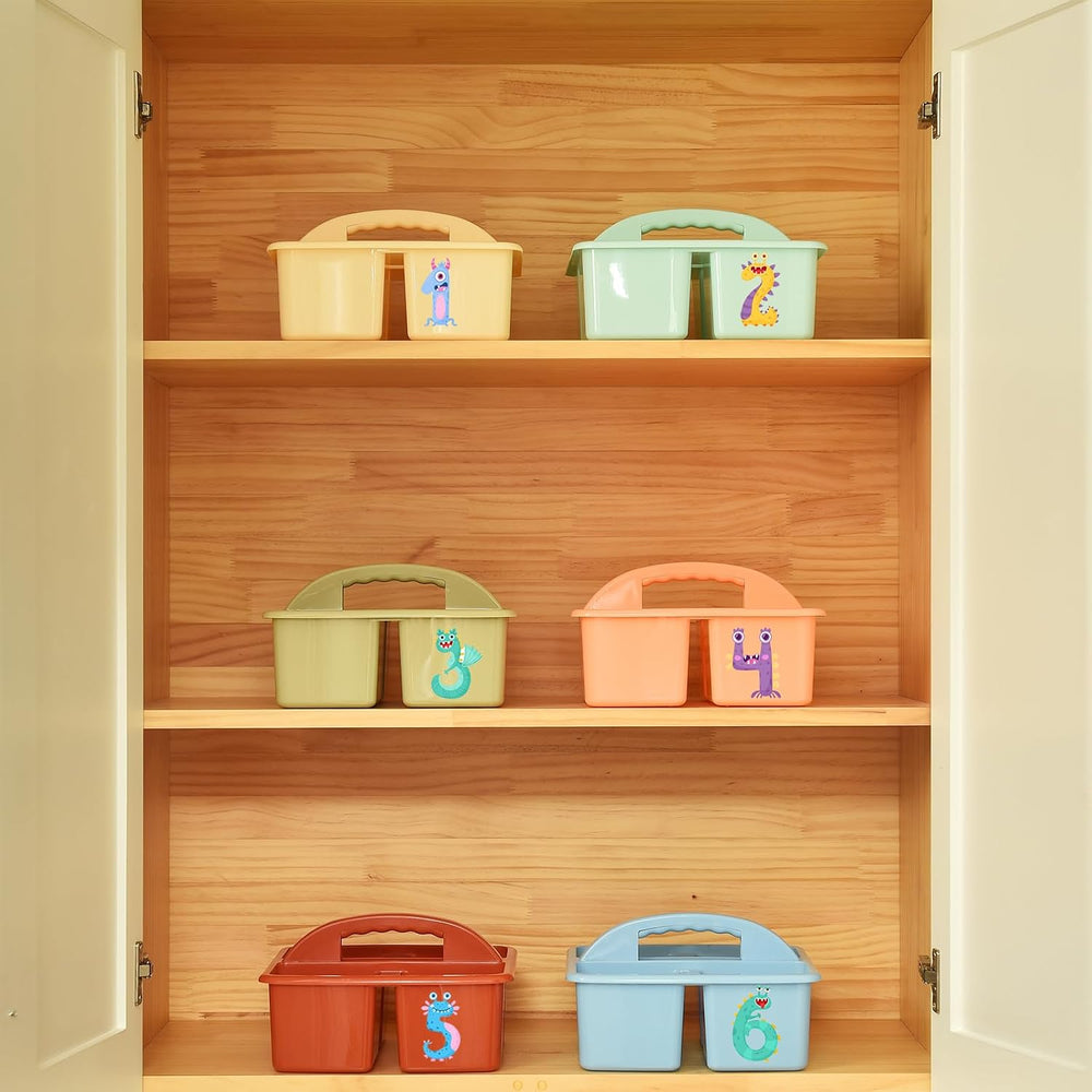 ALINK Plastic Classroom Caddy Organizer with Handle, 6-Pack 4 Compartments