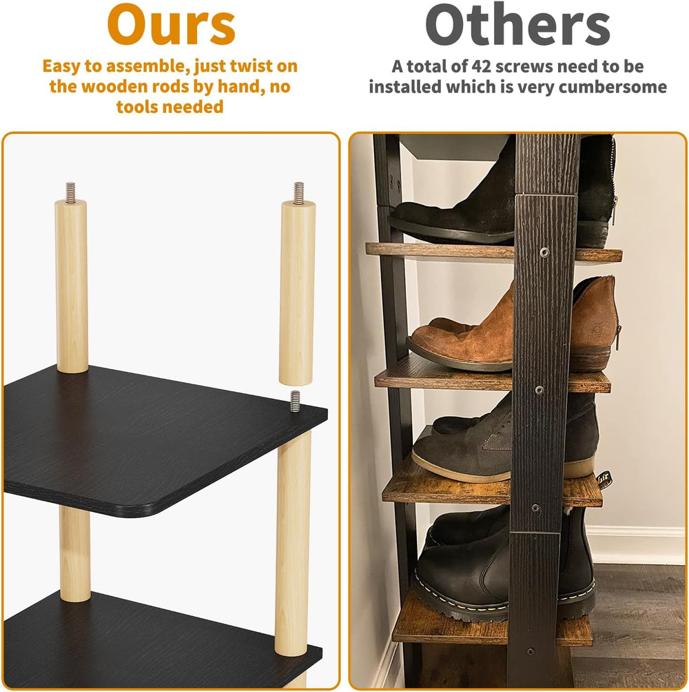 8 Tiers Vertical Shoe Rack, Tall Narrow Shoe Tower, Corner Shoe Rack, black