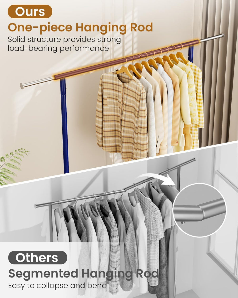 Heavy Duty Clothing Rack, Metal Clothes Rack Load 450 LBS, Rolling Coat Racks...