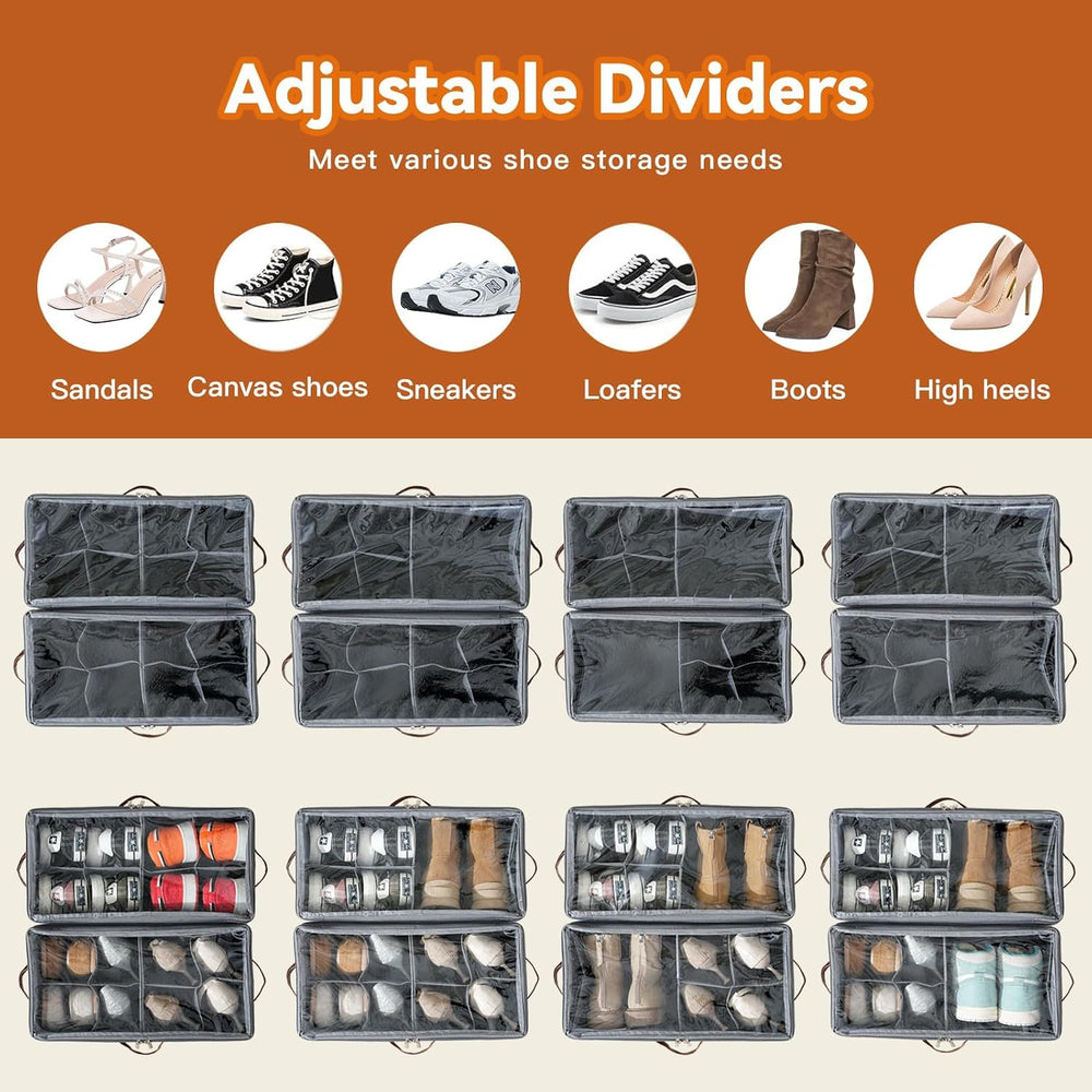 Shoe Organizer for Closet, Fits 32 Pairs, Beige, 4 Pack