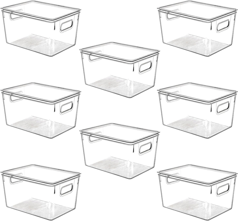 Clear Plastic Stackable Storage Bins with Lids, Pantry Organizers and Storage...