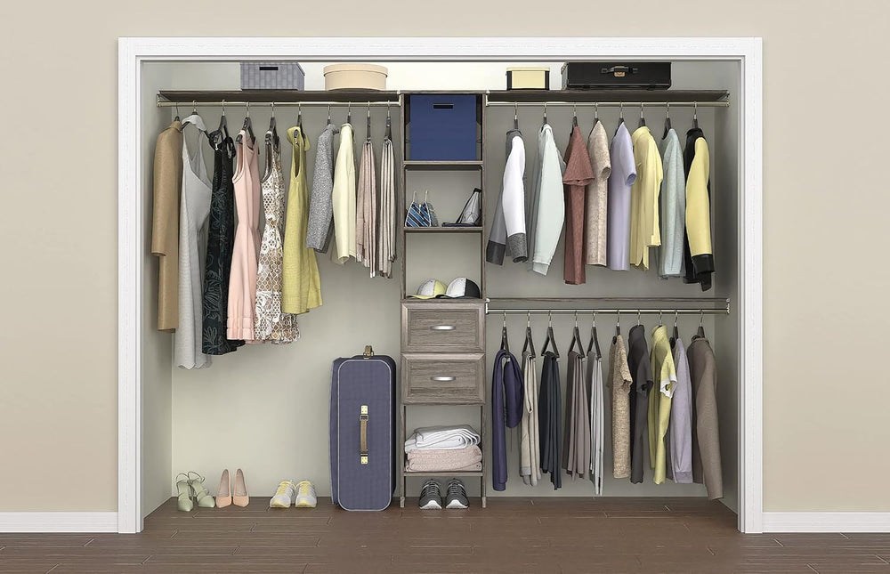 ClosetMaid SuiteSymphony Wood Closet Organizer Kit with Tower, 3 Hang Rods, T...