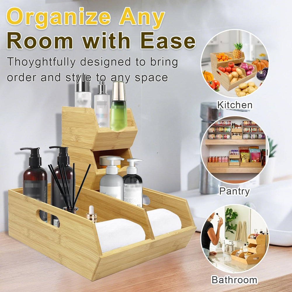Fruit and Vegetable Storage Bin for Pantry & Kitchen Counter, Stackable B...