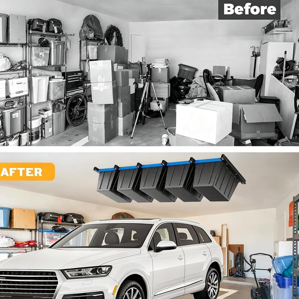 Garage Ceiling Storage Racks, Ceiling Mount Bin Holder, 6 Sets for 5 Bins