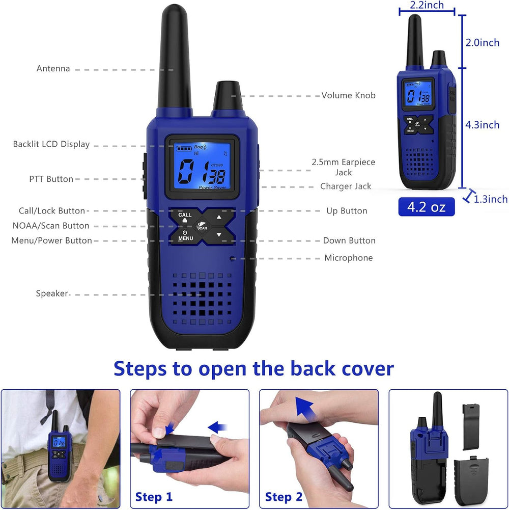 Topsung Walkie Talkies Long Range FRS VOX NOAA 1800mAh Li-Po HD Loud Sound (...