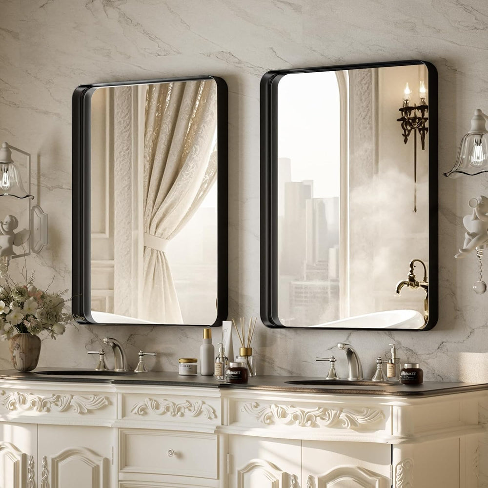 Bathroom Mirror 24"x32", Black Gorgeous Deep Frame Wall Mirror
