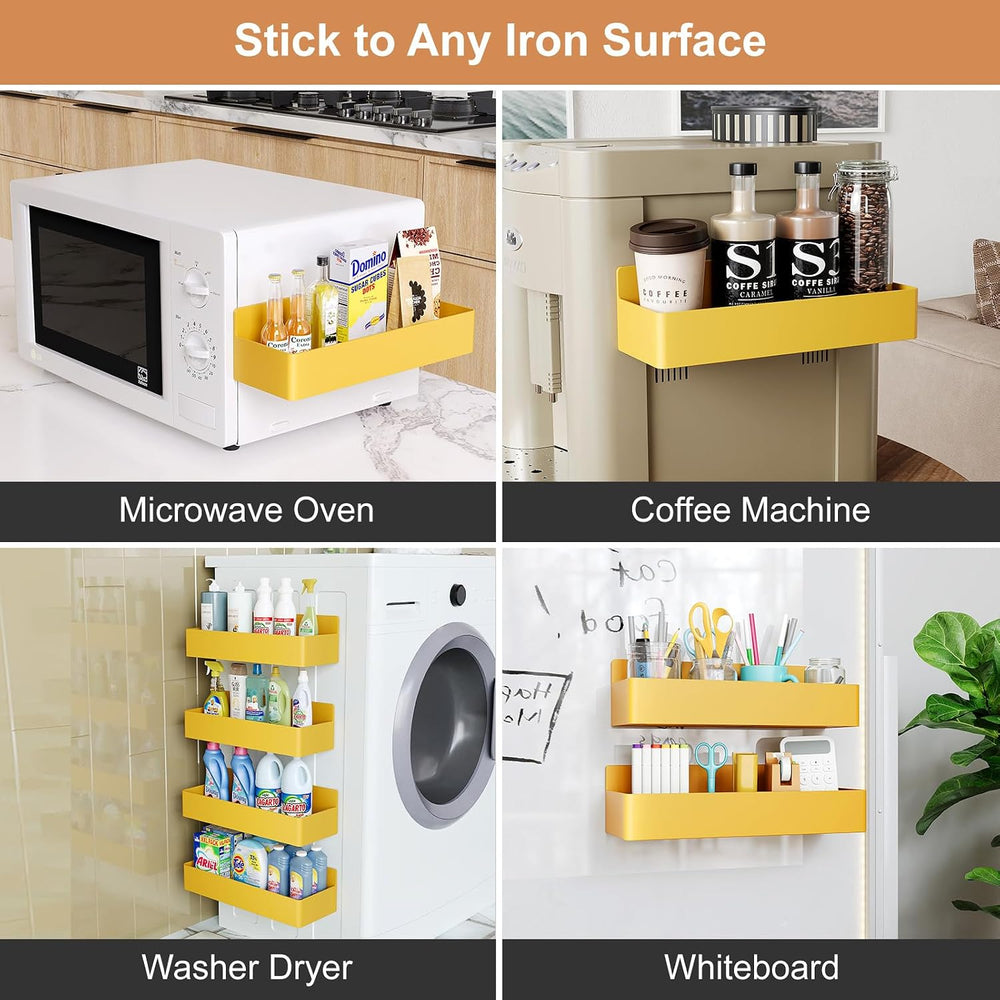 Magnetic Spice Rack for Refrigerator Yellow, 4 Pack