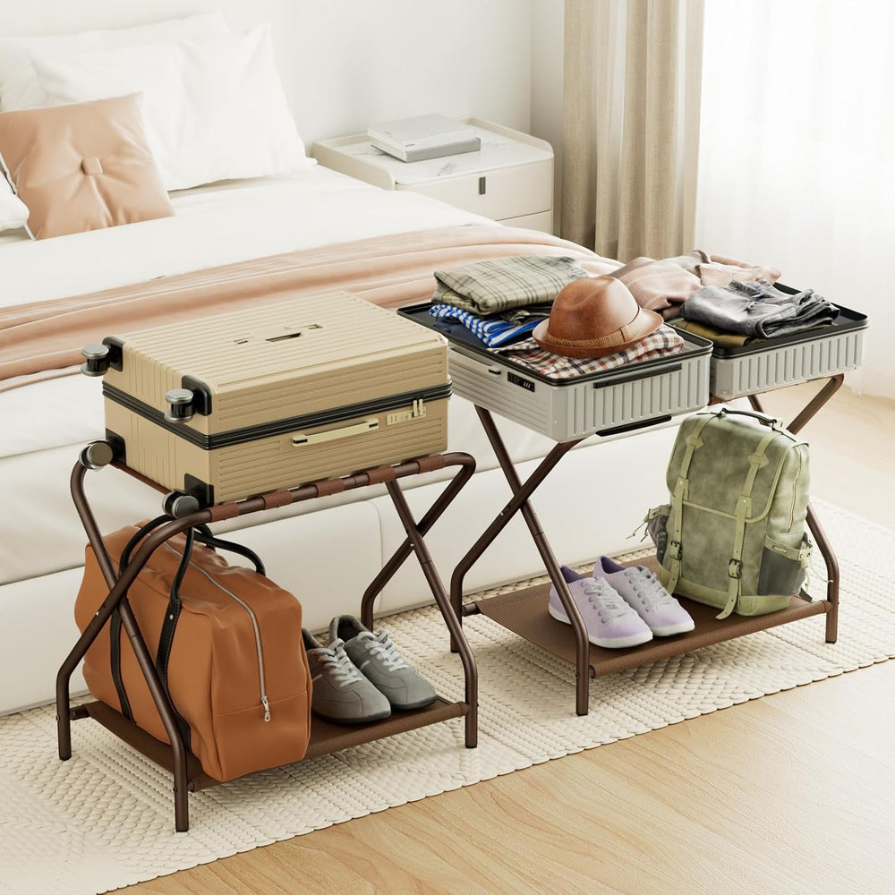AMHANCIBLE Luggage Rack, Set of 2, Foldable Suitcase Stands for Guest Room