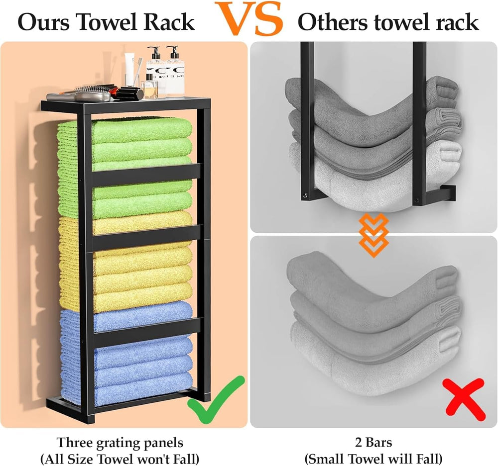 Bamboo Wall Blanket Ladder, 4-Tier Towel Racks, Blanket Holder with Anti-Slip...