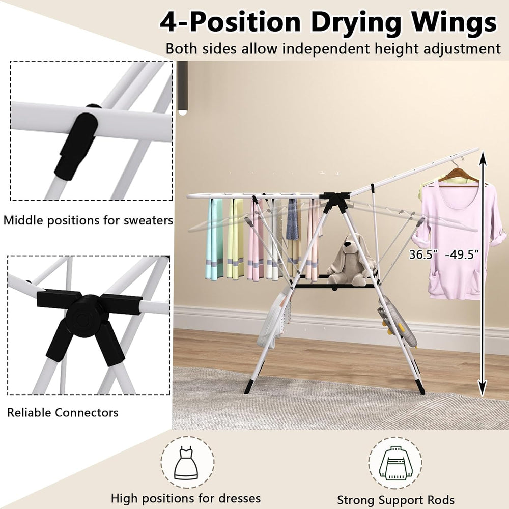 Tangkula Clothes Drying Rack, Collapsible Laundry Rack with Hanging Rods, Sho...