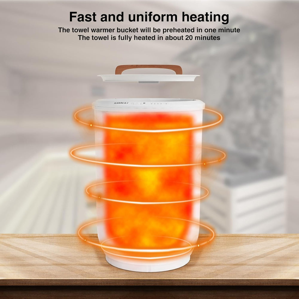 SAMEAT Heated Towel Warmers for Bathroom - Large Towel Warmer Bucket, Wood Ha...