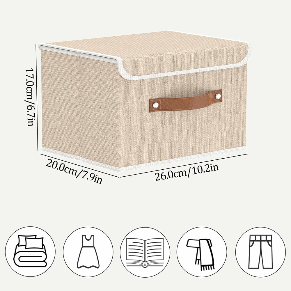 OUTBROS Fabric Storage Bins, Beige, 5 Pack 10.2 x 7.9 x 6.7 in