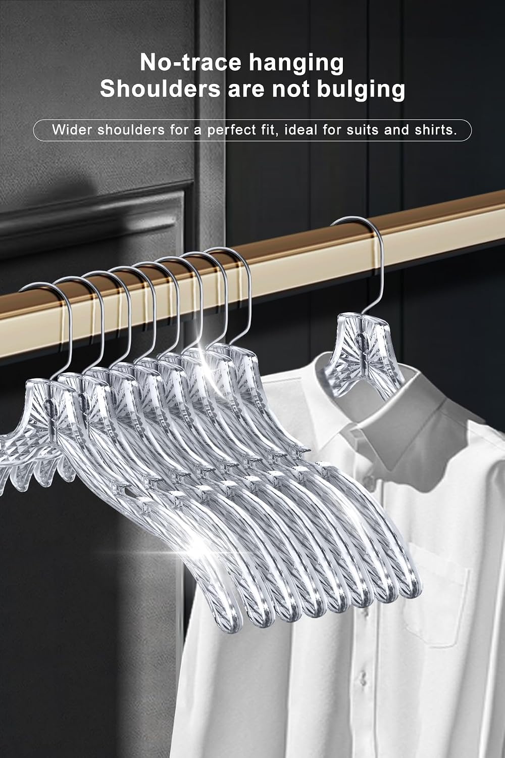 Parachase 23 Pack Heavy Duty Clear Plastic Hangers Closet 360 Swivel Hooks