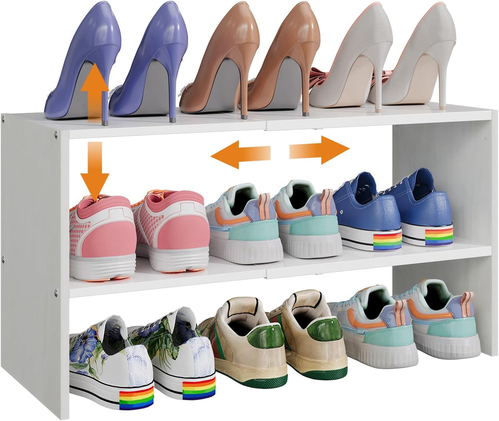 X-cosrack 2-Tier Shoe Rack Organizer for Closet, Expandable and Adjustable Wh...
