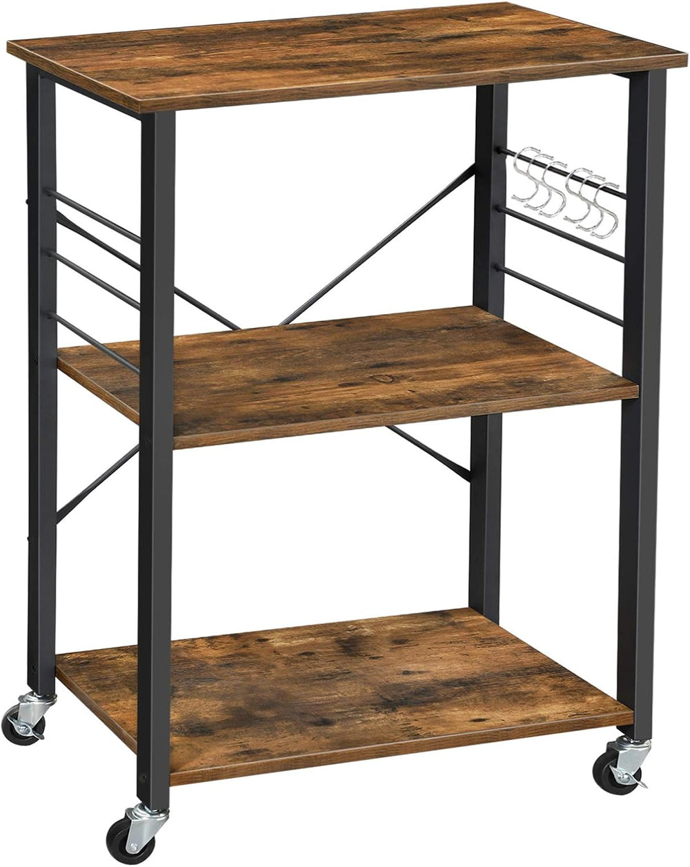 VASAGLE Kitchen Shelf on Wheels, 23.6 Inches Serving Cart with 3 Shelves
