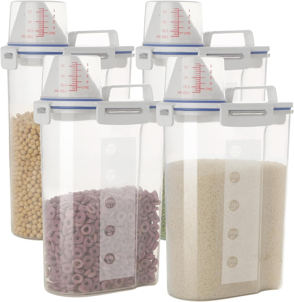 5.5 Lbs Rice Airtight Dry Food Storage Container Set of 4, Rice Storage Bin C...
