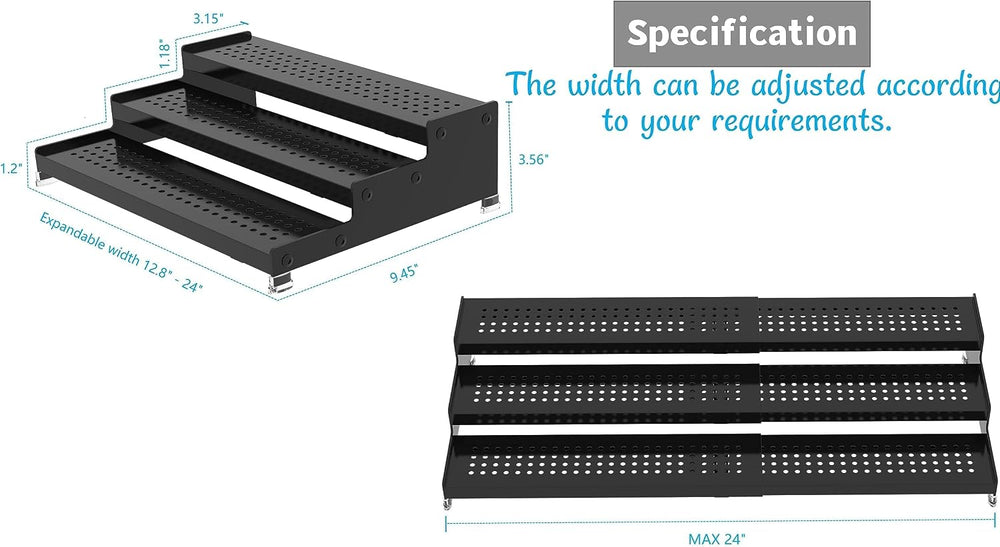 Jojocross Metal Spice Rack Organizer for Cabinet, 3 Tier Expandable Spice Sto...