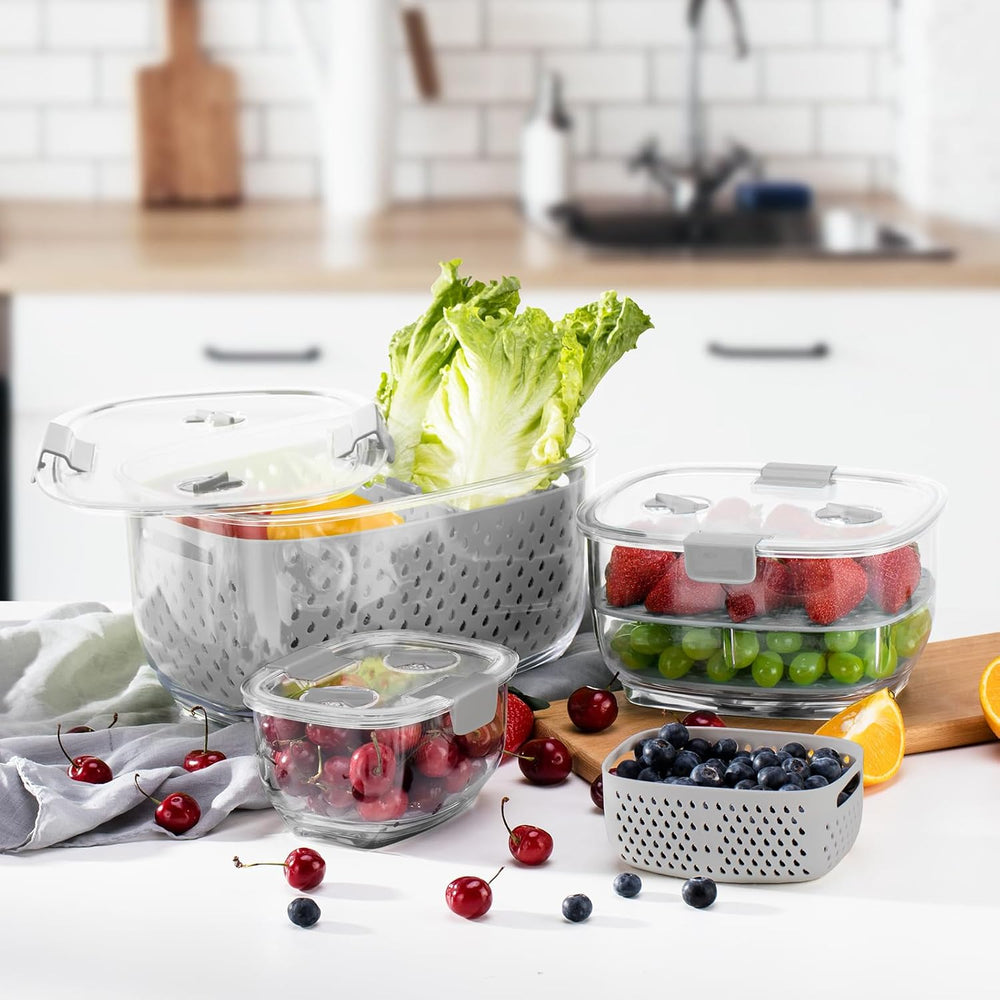 LUXEAR Fresh Produce Vegetable Fruit Storage Containers 3Piece Set, BPA-free ...