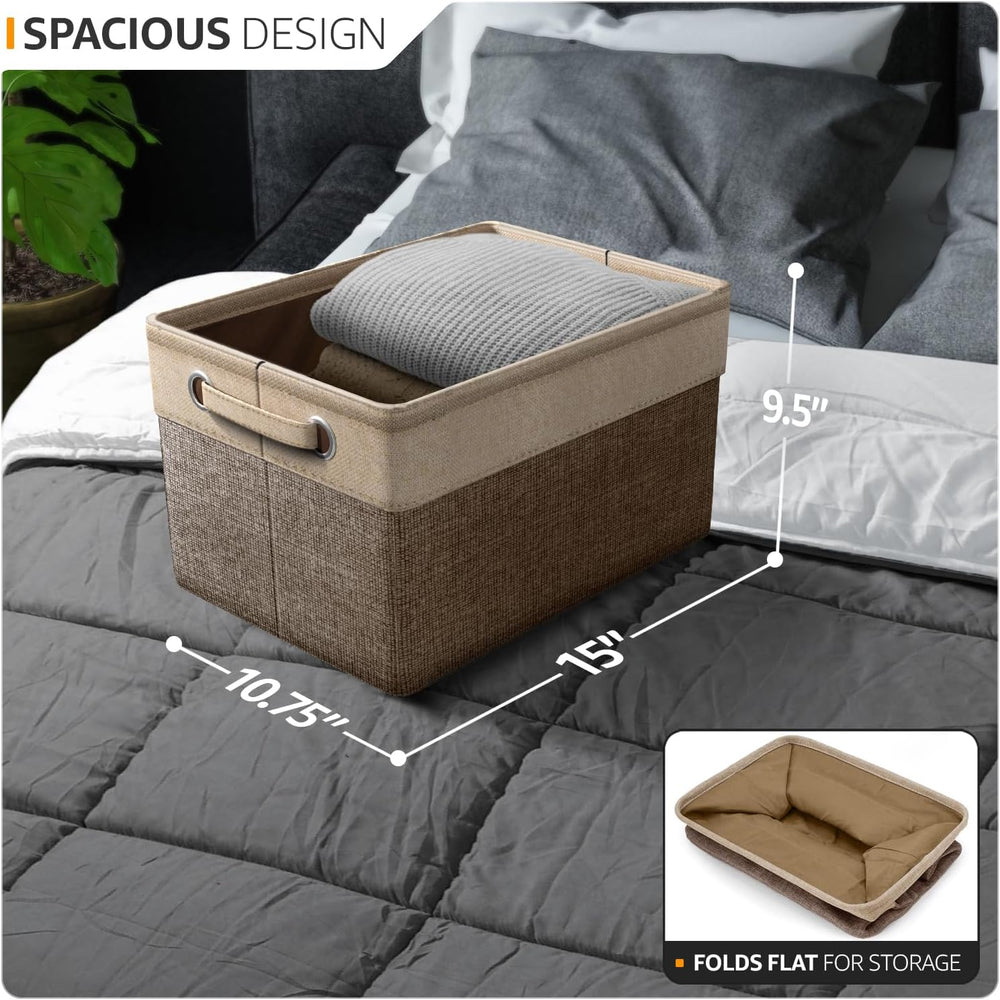 Sorbus Storage Baskets for Shelves, Foldable Organizer (Brown, 6 Pack)