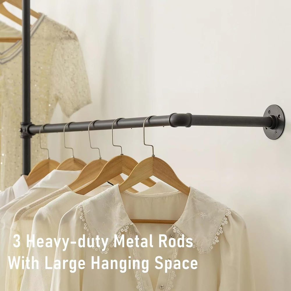 Industrial Pipe Clothing Rack, Wall Garment Rack, Hanging Clothes Rod