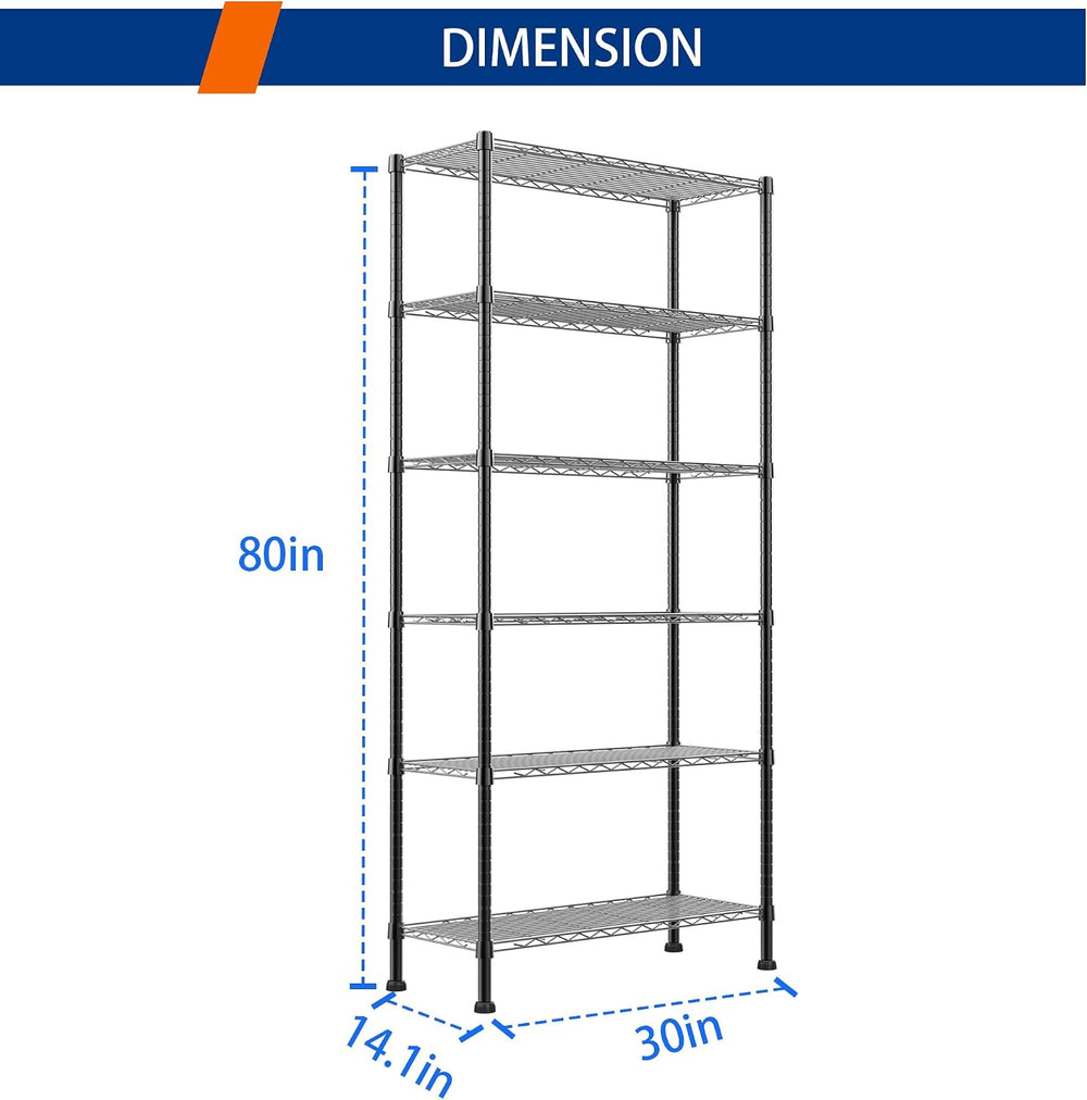 REGILLER 6-Wire Shelving Metal Storage Rack Adjustable Shelves,Standing Stora...