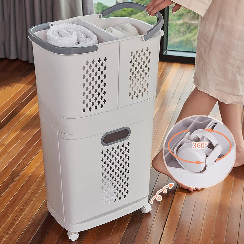 Laundry Basket Multipurpose Sorter Basket with Wheel Rolling Laundry Sorter H...
