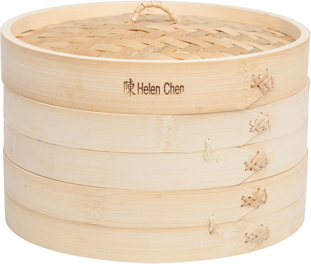 Helen's Asian Kitchen Bamboo Food Steamer with Lid - 100% Natural Bamboo ...