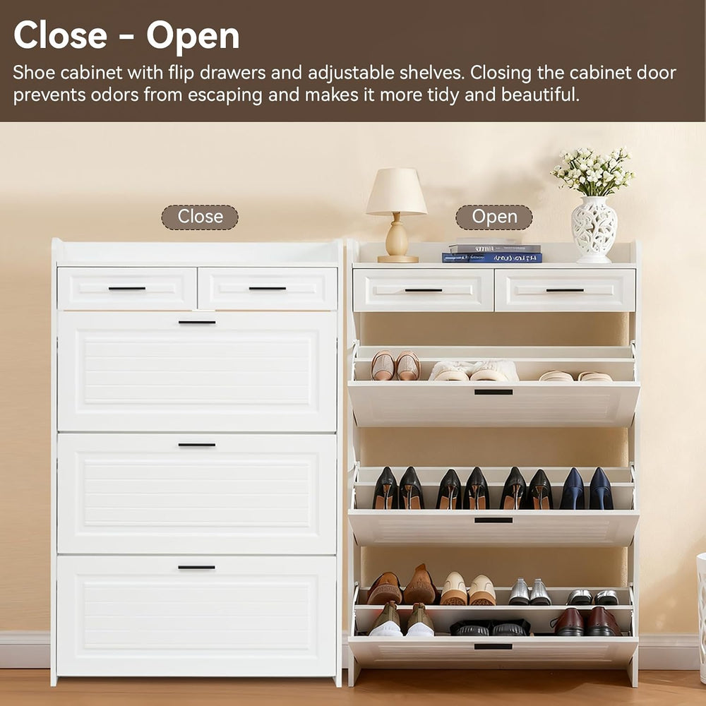 Slim Shoe Storage Cabinet, Hidden Entryway Shoe Rack