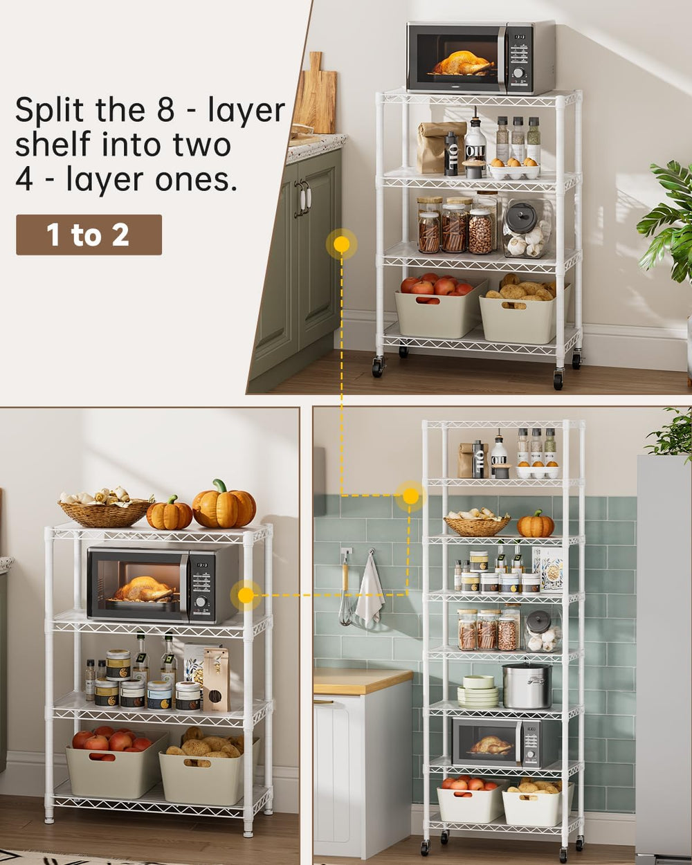 Golpart 8Tier Adjustable Storage Shelves Metal Wire Shelving Standing Shelf