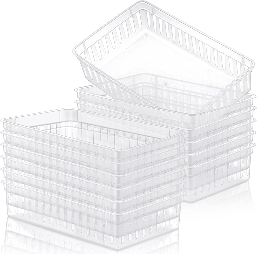 Wenqik Set of 12 Small Plastic Baskets for Organizing, Clear