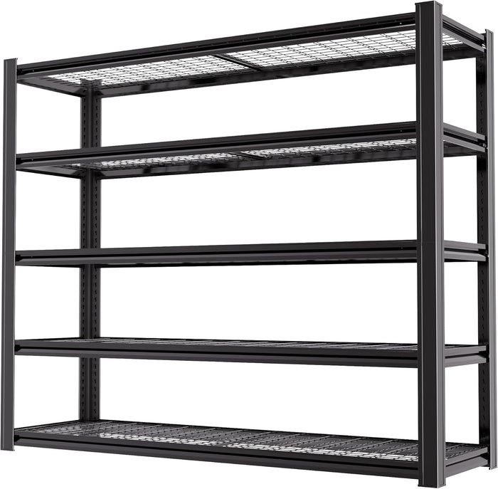 5-Tier Heavy Duty Garage Shelving, 5,000 lbs Capacity Adjustable Metal Storage Shelving Unit for Garage, Basement, Warehouse & Workshop, 62" W x 24" D x 72" H