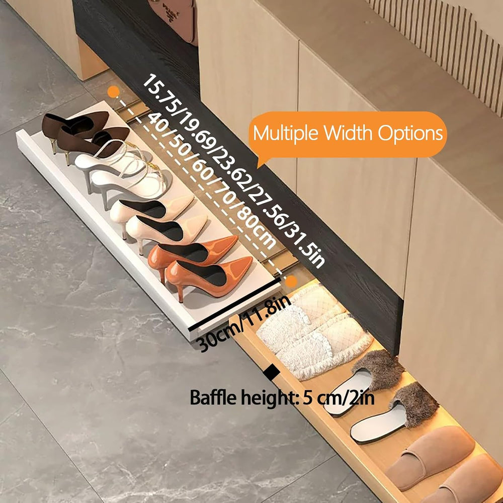 Solid Wood Pull Out Shoe Rack,40-80cm Length, Push-to-Open or Pull-Out, Slidi...