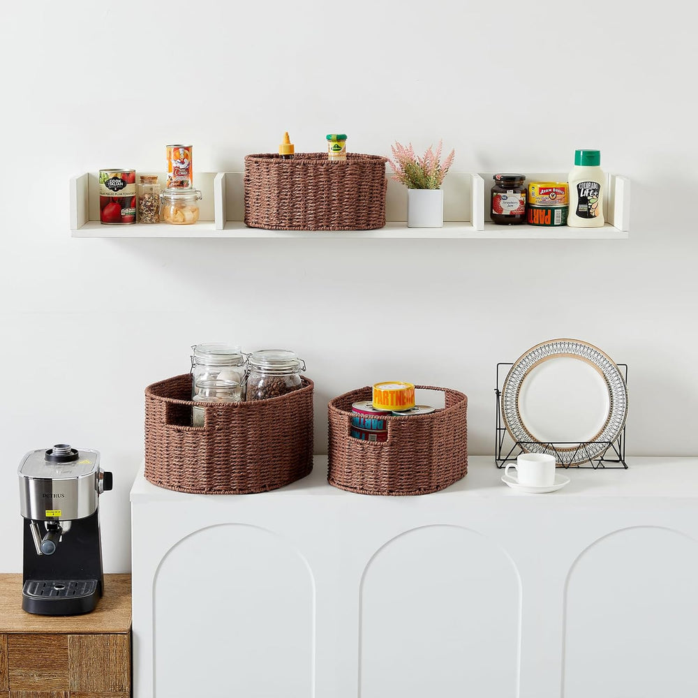 Vagusicc Wicker Storage Basket, Set of 3 Hand-woven Storage Baskets for Organ...