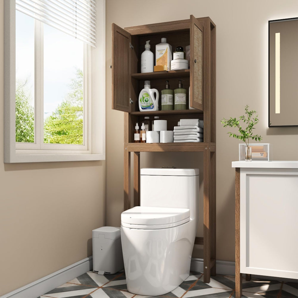 knoworld Rattan Over The Toilet Storage Cabinet, Above Toilet Bathroom Organi...