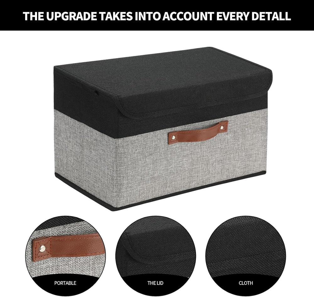 SAMORADREA 8 Pack Linen Foldable Storage Box Containers Fabric Bins with Lids...