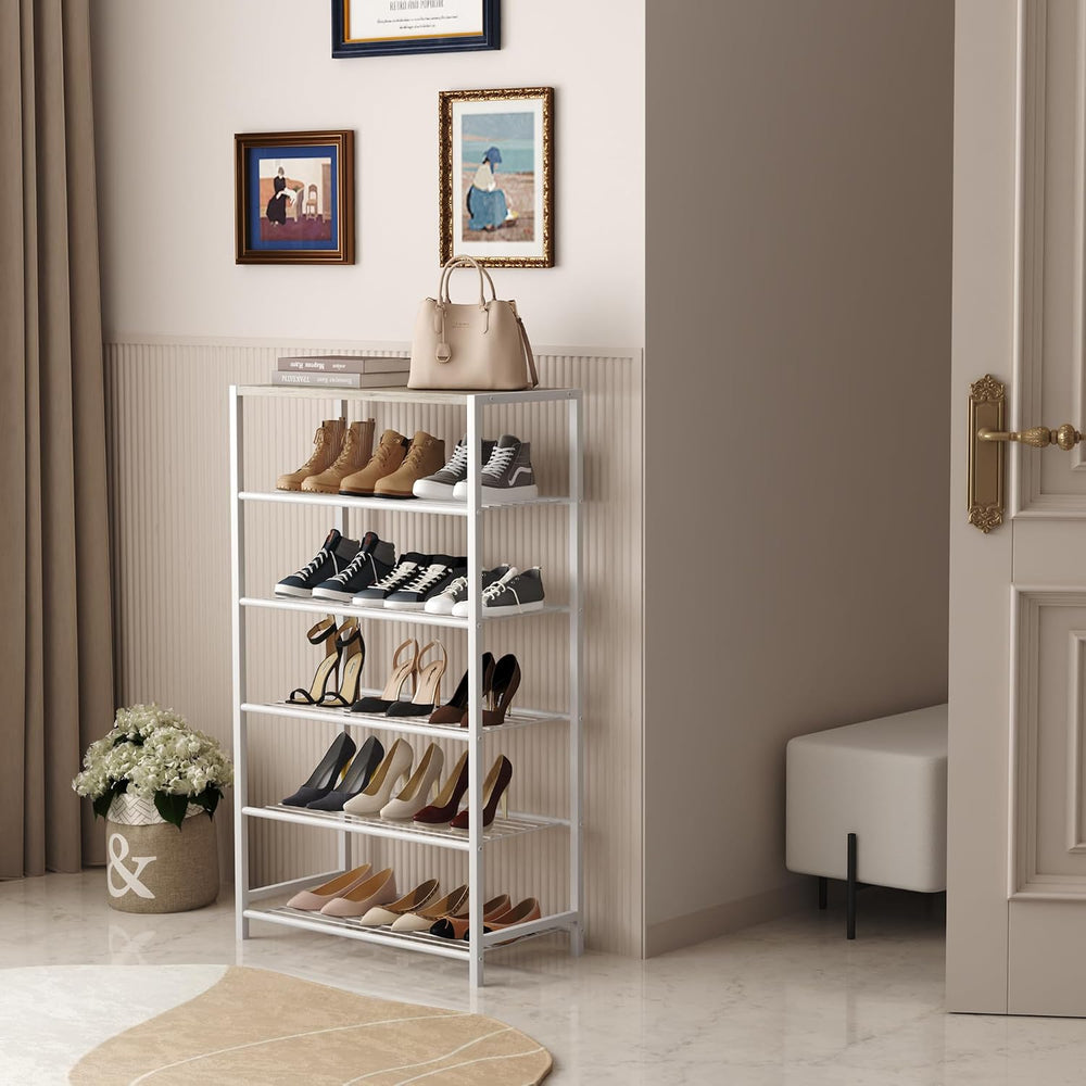 HOMEFORT Shoe Rack 6-Tier, Shoe Storage Shelf, Industrial Shoe Tower, Narrow ...