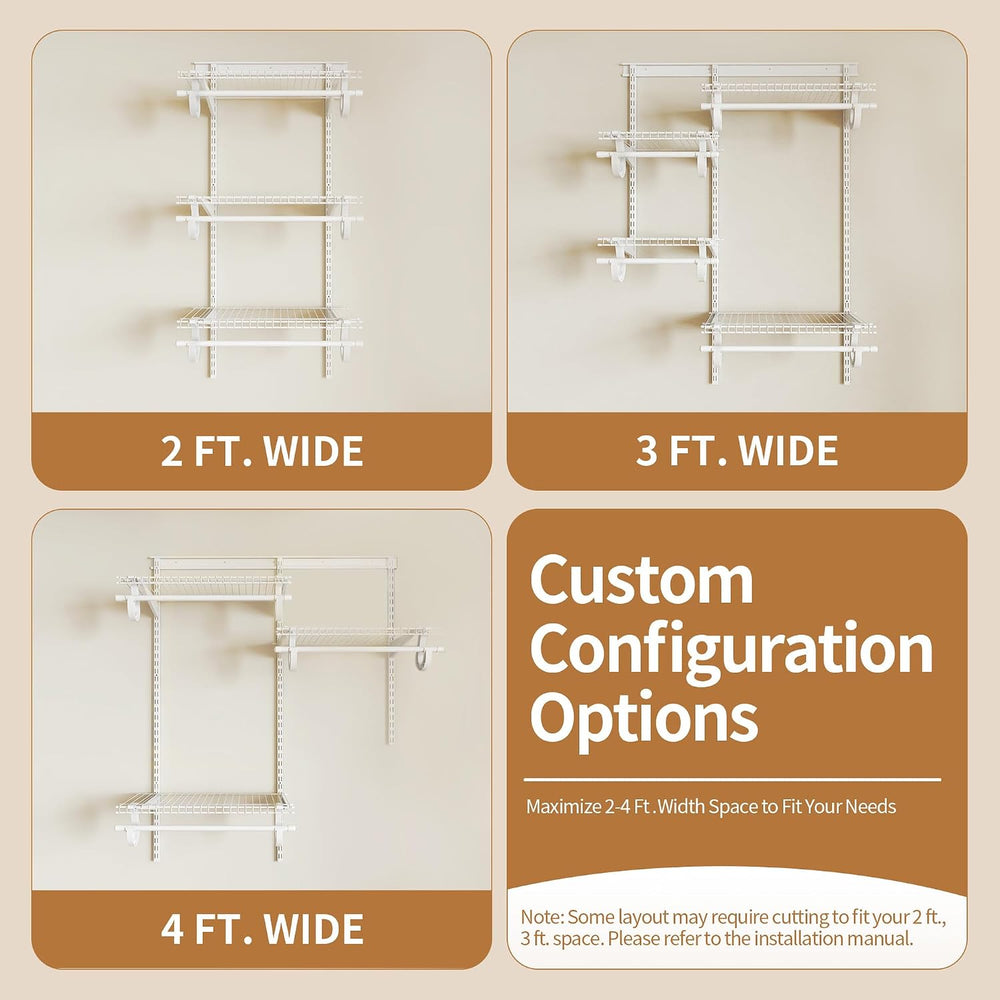PROWORX 2-4 Ft. White Custom Insert Wire Closet Organizer System Kit