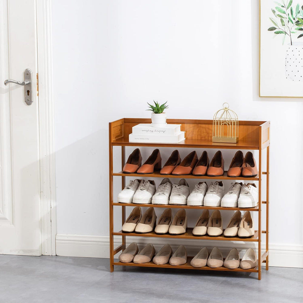 SOBIBO Bamboo Shoe Rack for Closet, 5-Tier Shoe Organizer, Brown, 31.5''