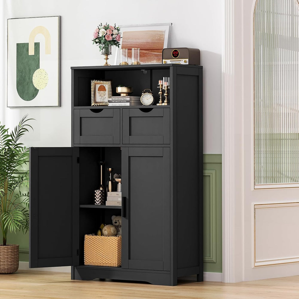 Iwell Bathroom Storage Cabinet with 2 Drawers, Small Kitchen Pantry Cabinet