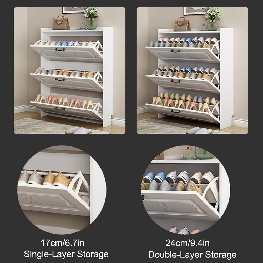 Shoe Cabinet with 3 Flip Drawers, Shoe Cabinet Storage for Entryway, Vertical...