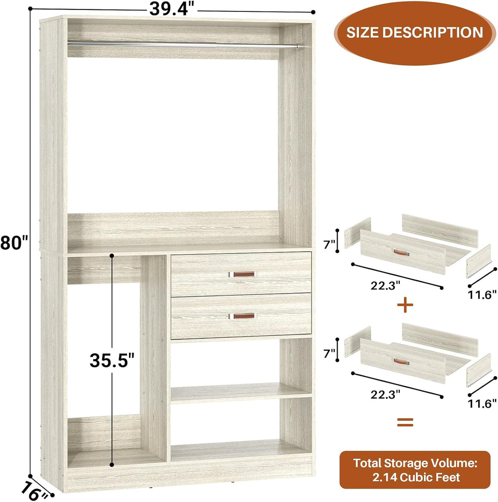 Armocity Freestanding Closet System with Suitcase Storage, 40 Inches Stand-Al...