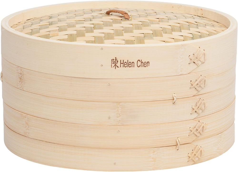 Helen's Asian Kitchen Bamboo Food Steamer with Lid - 100% Natural Bamboo ...