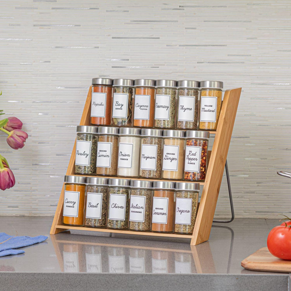 Orii 18 Jar Bamboo Compact Spice Rack with Spices Included & 5-Year Free ...