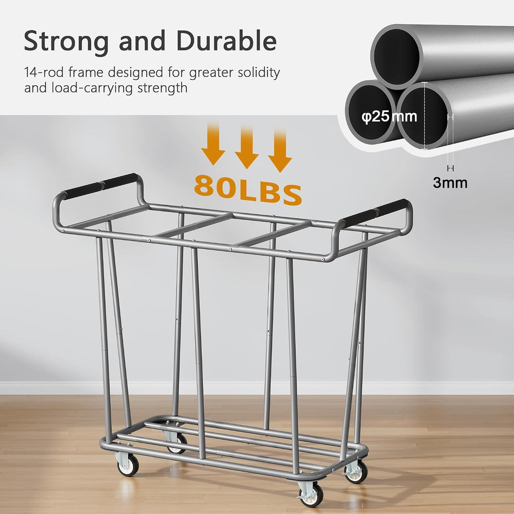Gewudraw 3 Section Rolling Laundry Sorter Cart with Wheels, 360L