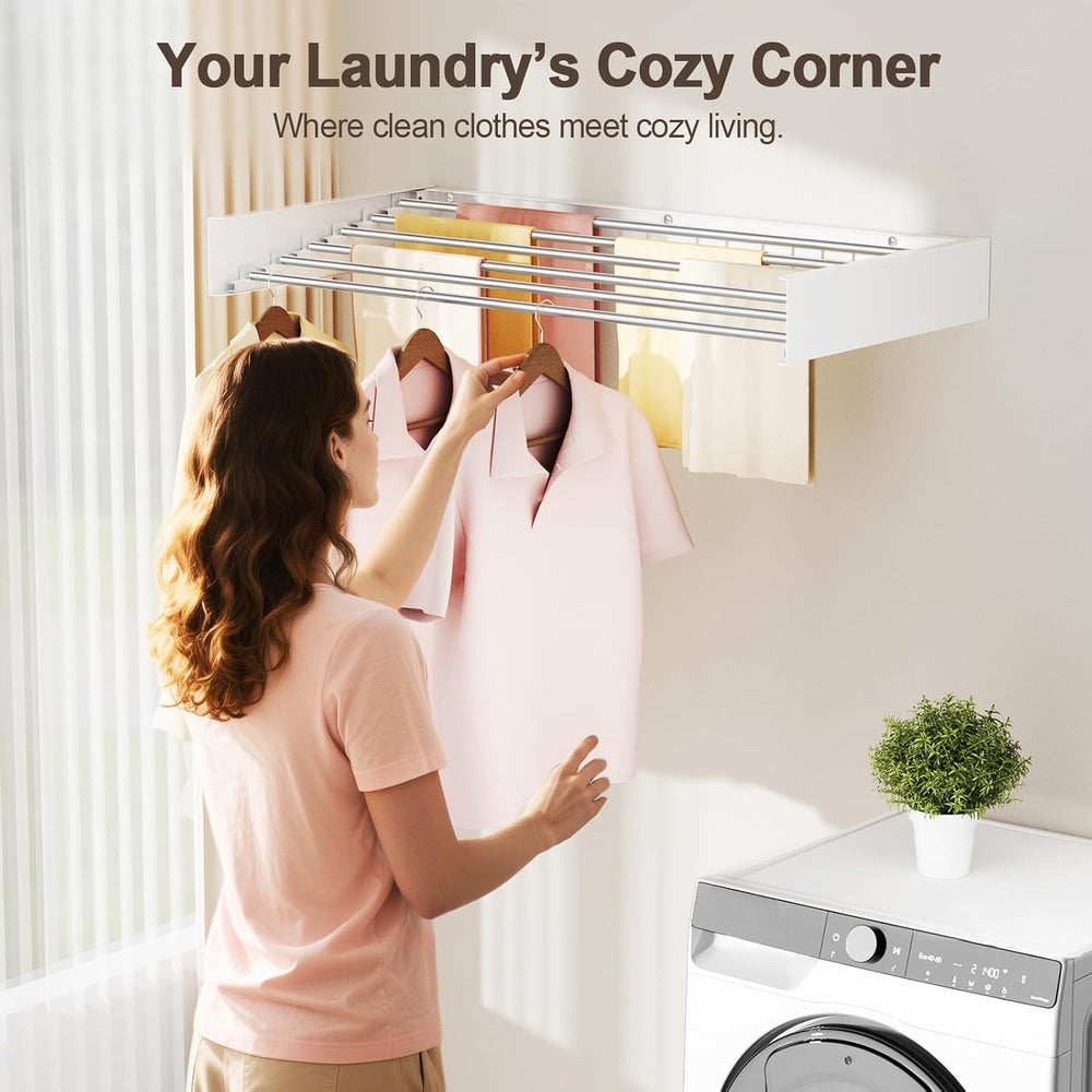 Wall Mounted Clothes Drying Rack Folding Indoor, Foldable Laundry Drying Rack...