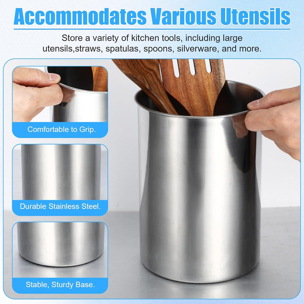 3 Pcs Cooking Utensil Holder for Kitchen Counter, 5.6 x 7.5 inch Metal Utensi...