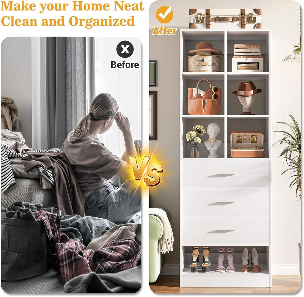 Homieasy Closet System Organizer with Drawers and Partition Storage, 4 FT Fre...