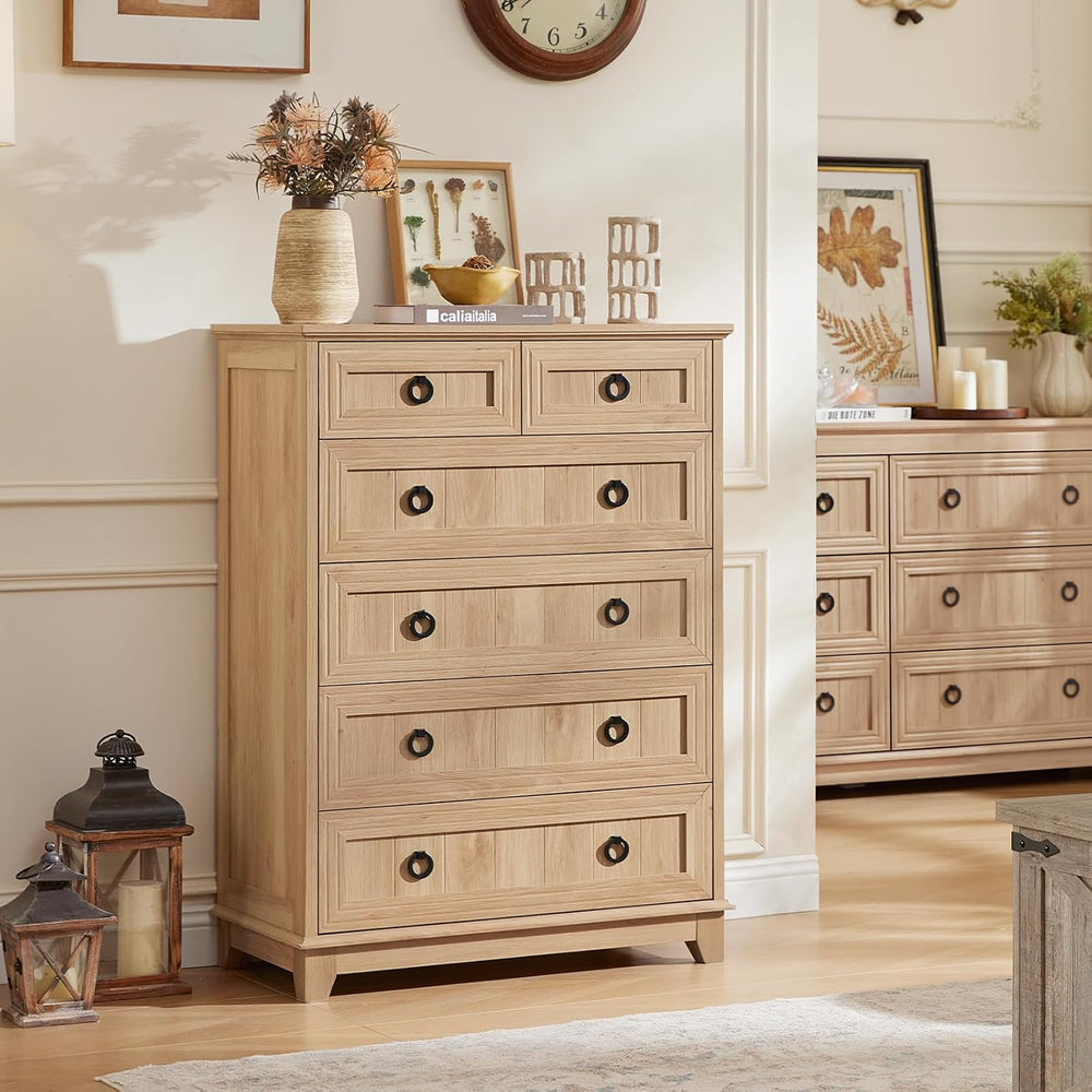 Joaxswe Farmhouse 6 Drawer Dresser for Bedroom, 41" Tall Chest of Drawers