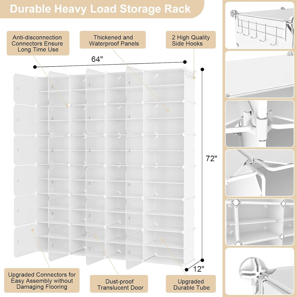 Portable Shoe Rack Organizer with Door, 96 Pairs Shoe Storage Cabinet Easy As...