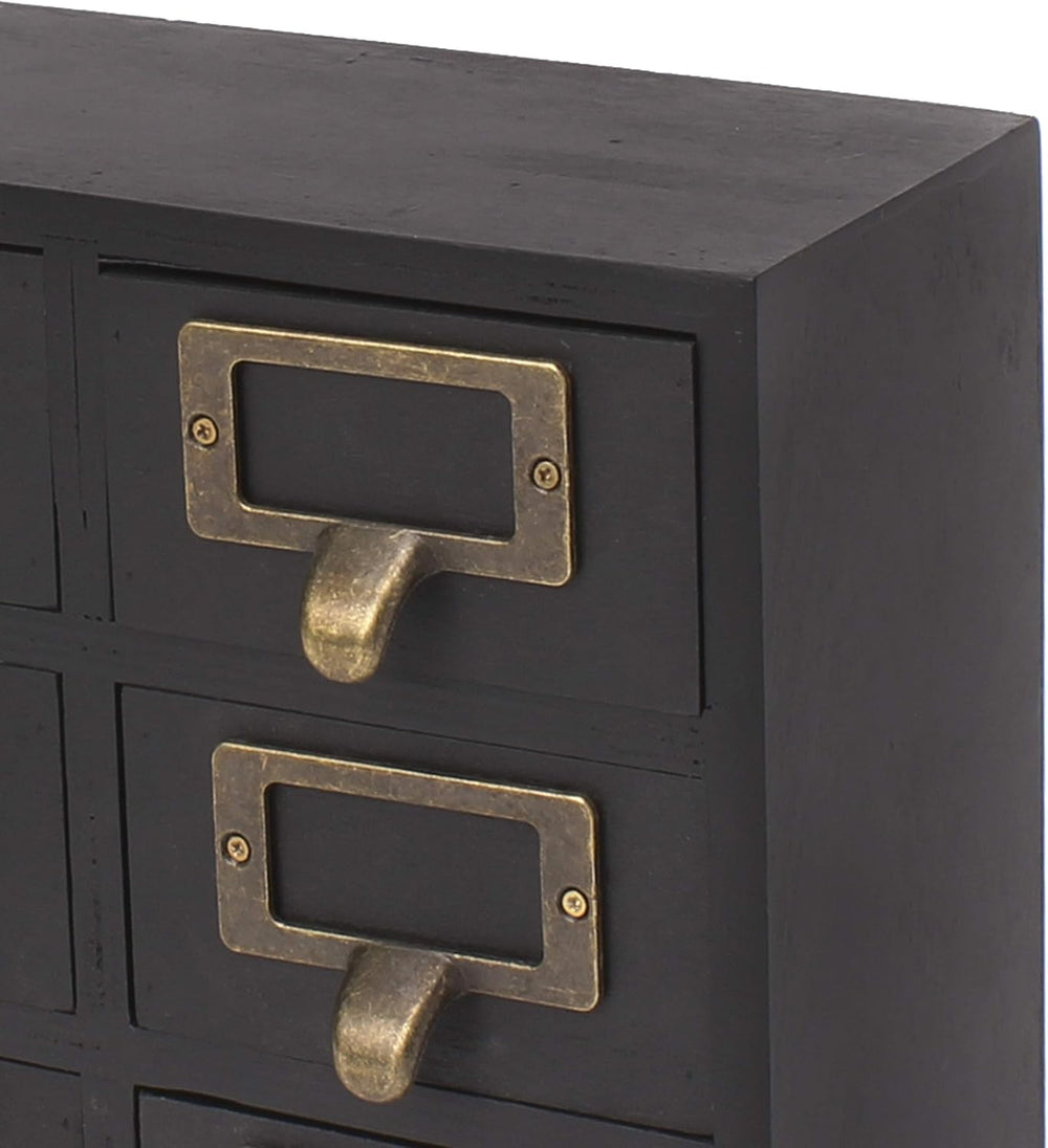 Kate and Laurel Apothecary Wood Desk Drawer Set, 9 Drawers, Rustic Black